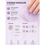 Kuromi Cartoon Short Square Press‑On Nails, Sweet Cool Purple Cute 3D Doll Drip Glue False Nails